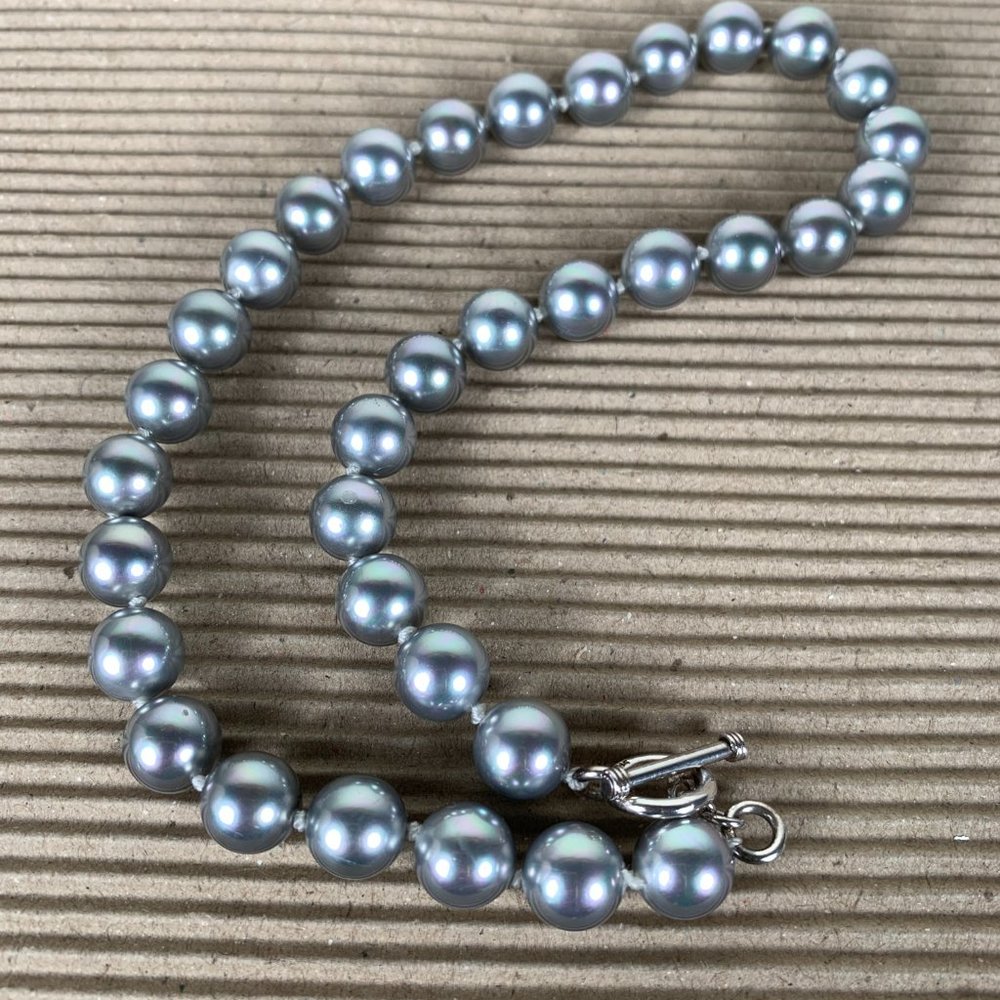 NEW 16" 10mm Gray Pearl Necklace